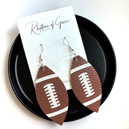 Score Big With Leather Football Dangle Earrings 🏈