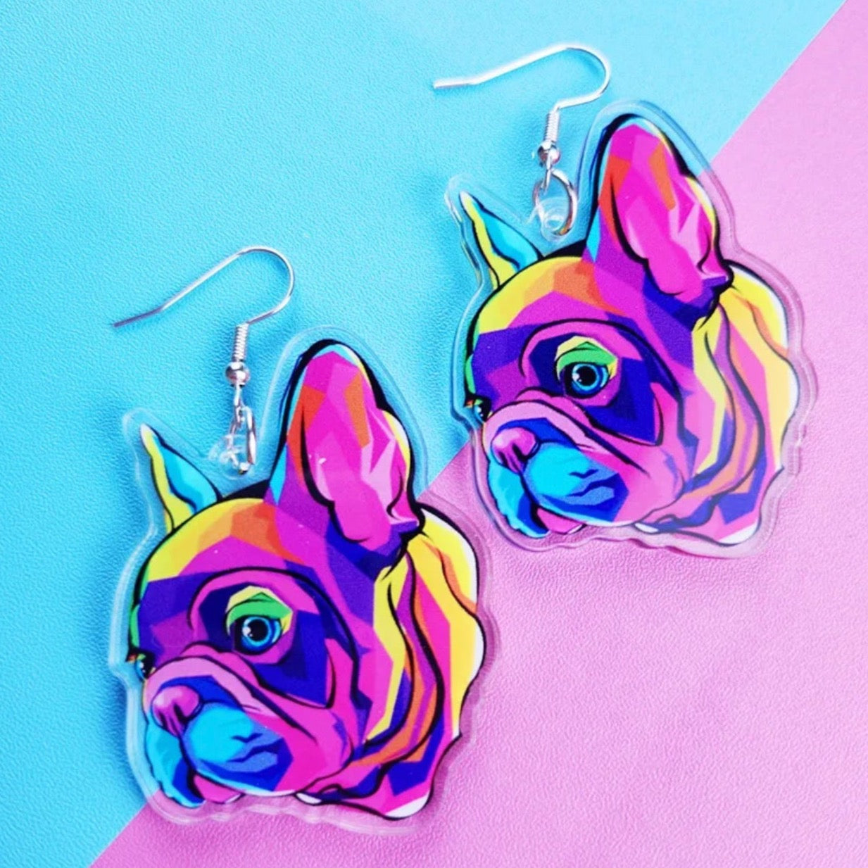 Bow-Wow Bling: Colorful Bulldog Dangle Earrings for Dog Lovers! - Rhythms of Grace Creative