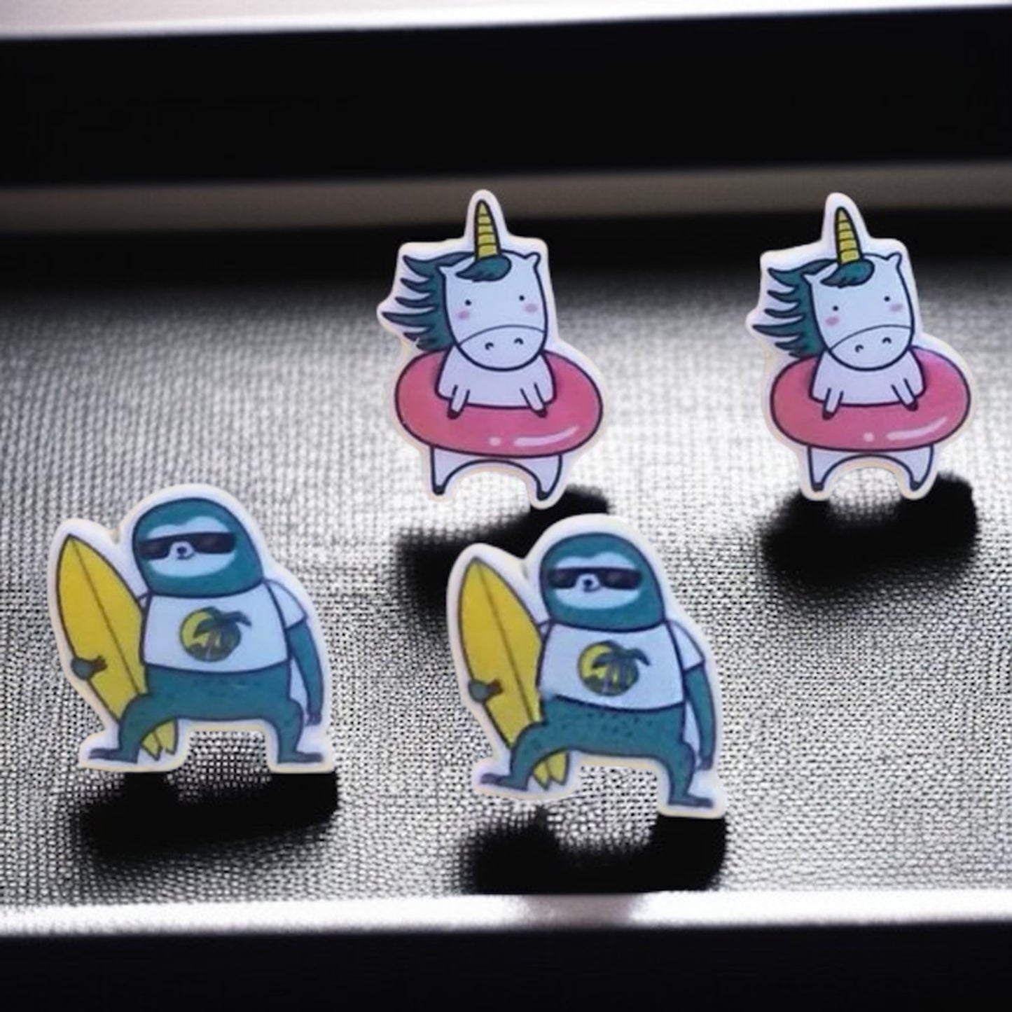 Choose Your Vibe: Unicorn or Sloth Beach Bum Stud Earrings!