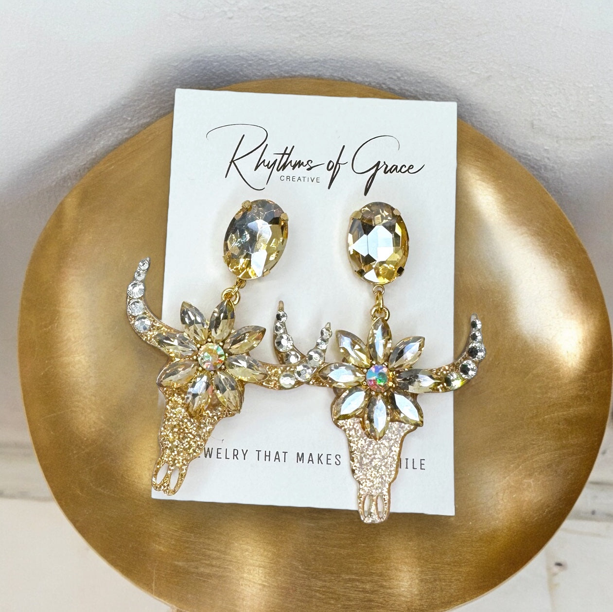 Stunning Western Inspired Rhinestone Dangle Earrings - Boho Jewelry Statement Piece