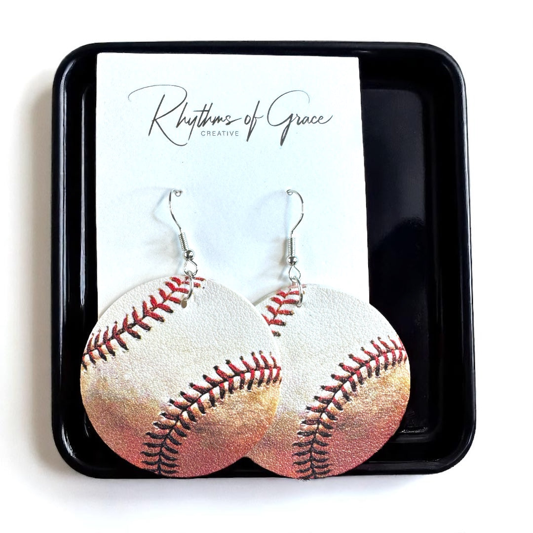 Home Run Style: Realistic Baseball Dangle Earrings!