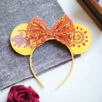 Stunning Lion King Inspired Mouse Ears with 5" Sequin Bow - NEW!