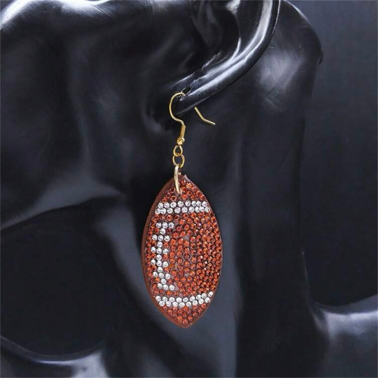 Touchdown Bling: Sparkly Rhinestone Football Earrings for Game Day Glam! 🏈✨