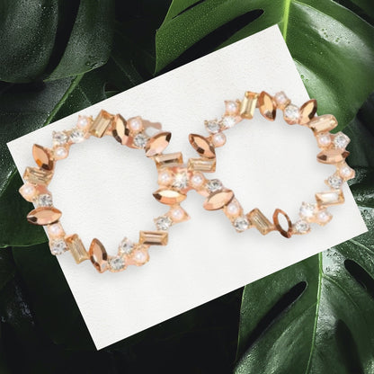 Stunning Champagne Colored Rhinestone Earrings