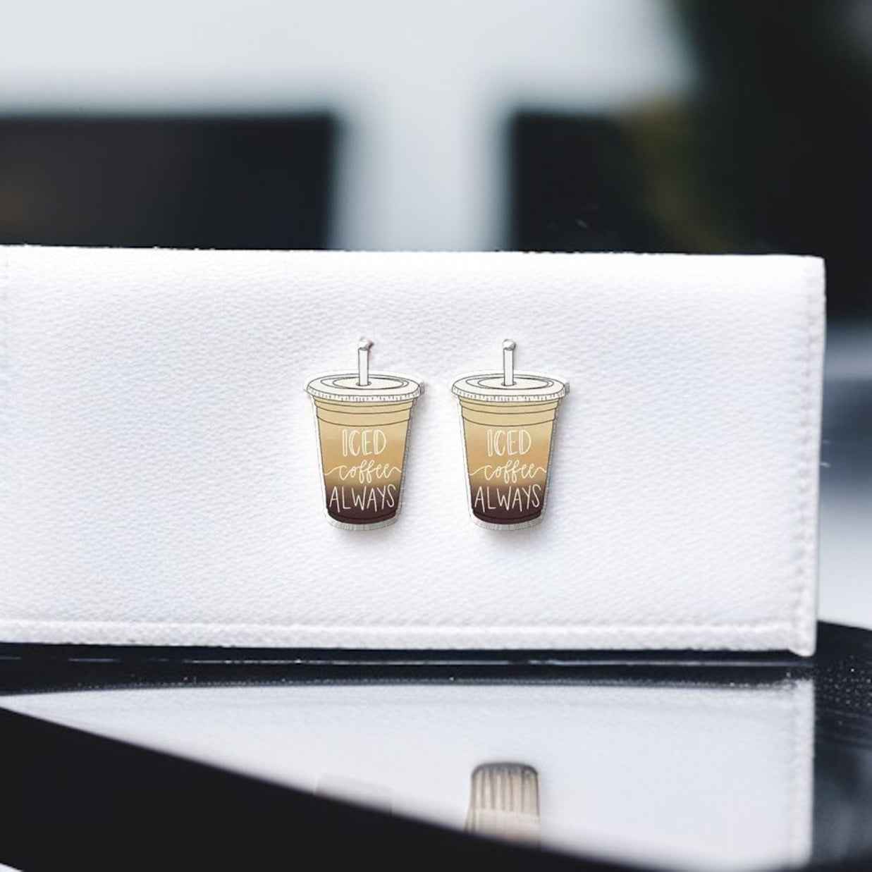 Iced Coffee Studs – Brew-tiful Style for Your Ears! ☕