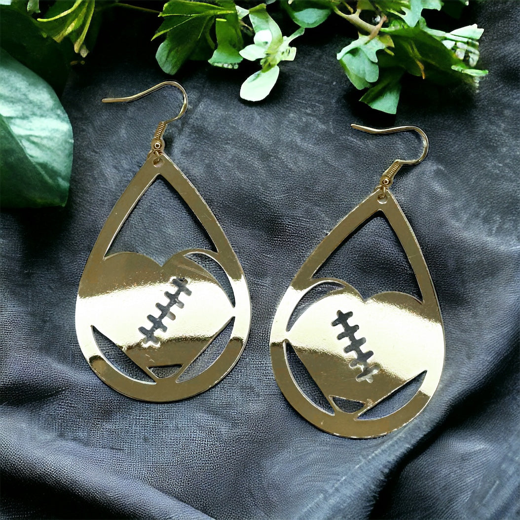 Touchdown in Style: Gold Football Earrings!