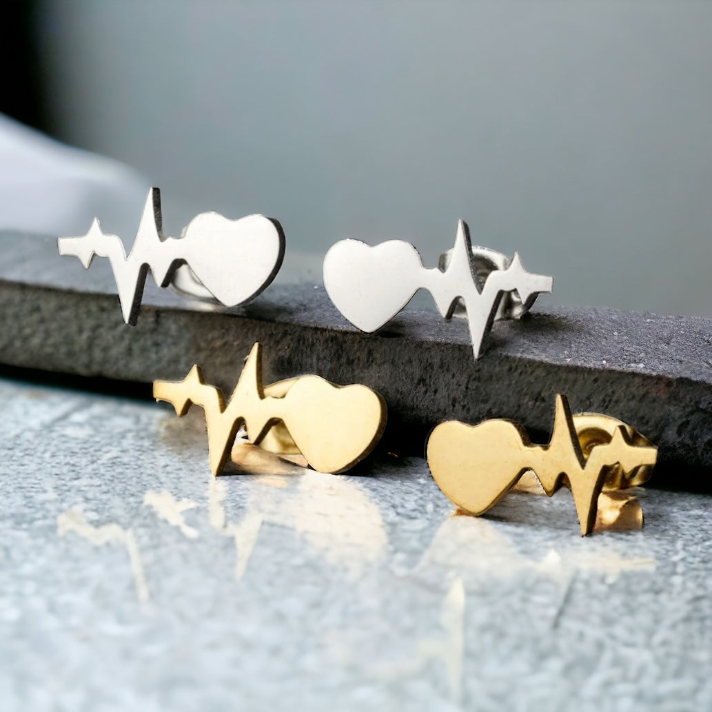 Heartbeat Studs: Dainty Elegance for Life & Love in Gold or Silver!