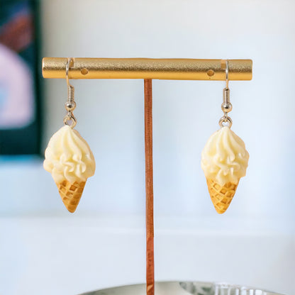 Ice Cream Earrings - Ice Cream Cone, Birthday Earrings, Handmade Jewelry, Ice Cream Jewelry, Food Earrings