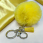 Sunshine Puff Yellow Pom Pom Keychain | Fluffy Purse Charm & Tassel Bag Accessory
