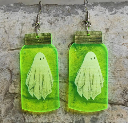 Spooky Fun Ghost Jar Earrings – Neon Halloween Accessories! - Rhythms of Grace Creative