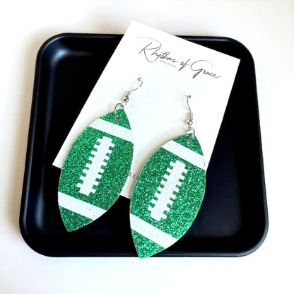 Score Big with Sparkle! Glitter Football Dangle Earrings 🏈