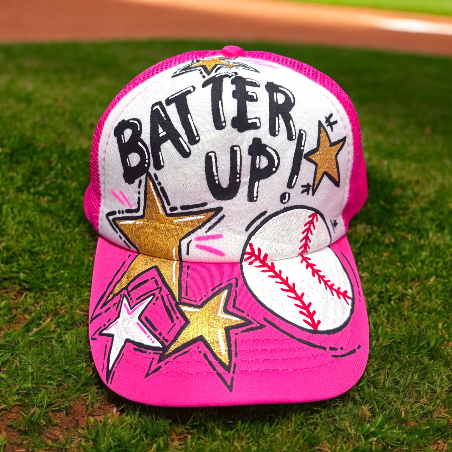 Handpainted Mesh Back Trucker Hat - Score Big with Style! 🎉