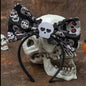 Halloween Skull Headband - Handmade Headpiece, Halloween Headpiece, Skull Bow, Skull Headpiece - Rhythms of Grace Creative