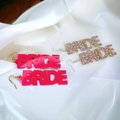 Dazzle in Glitter! Sparkling Bride Dangle Earrings in Hot Pink & Rainbow!