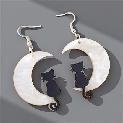 Bewitching Black Cat & Moon Earrings – Enchant Your Halloween Style! - Rhythms of Grace Creative