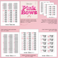 Collection of pink bow-themed labels with different sizes on a pink background.
