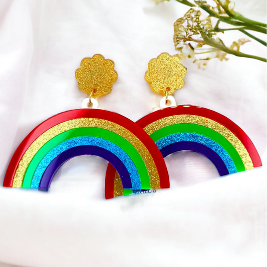 Oversized Rainbow Dangle Earrings - Your Key to Everyday Joy!