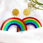 Oversized Rainbow Dangle Earrings - Your Key to Everyday Joy!