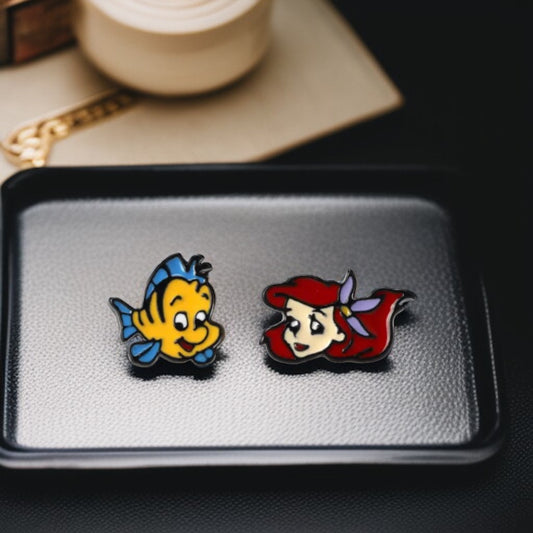 Dive into Whimsy with Mismatched Little Mermaid Stud Earrings! ✨