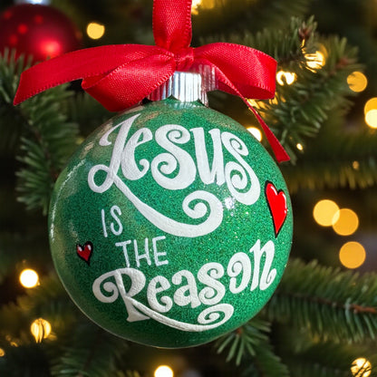 Jesus Is the Reason – Hand-Painted Christmas Ornament
