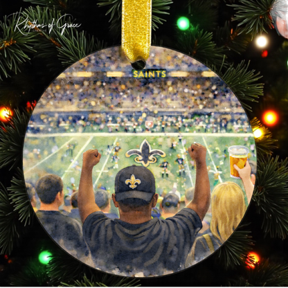 New Orleans Saints Watercolor Ornament | Football Fan Christmas Ornament | Black & Gold Game Day Keepsake