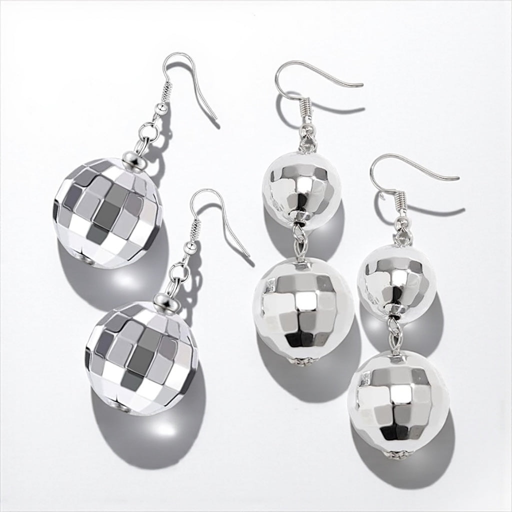 Drop It Like It’s Disco – Silver Ball Party Earrings - Rhythms of Grace Creative