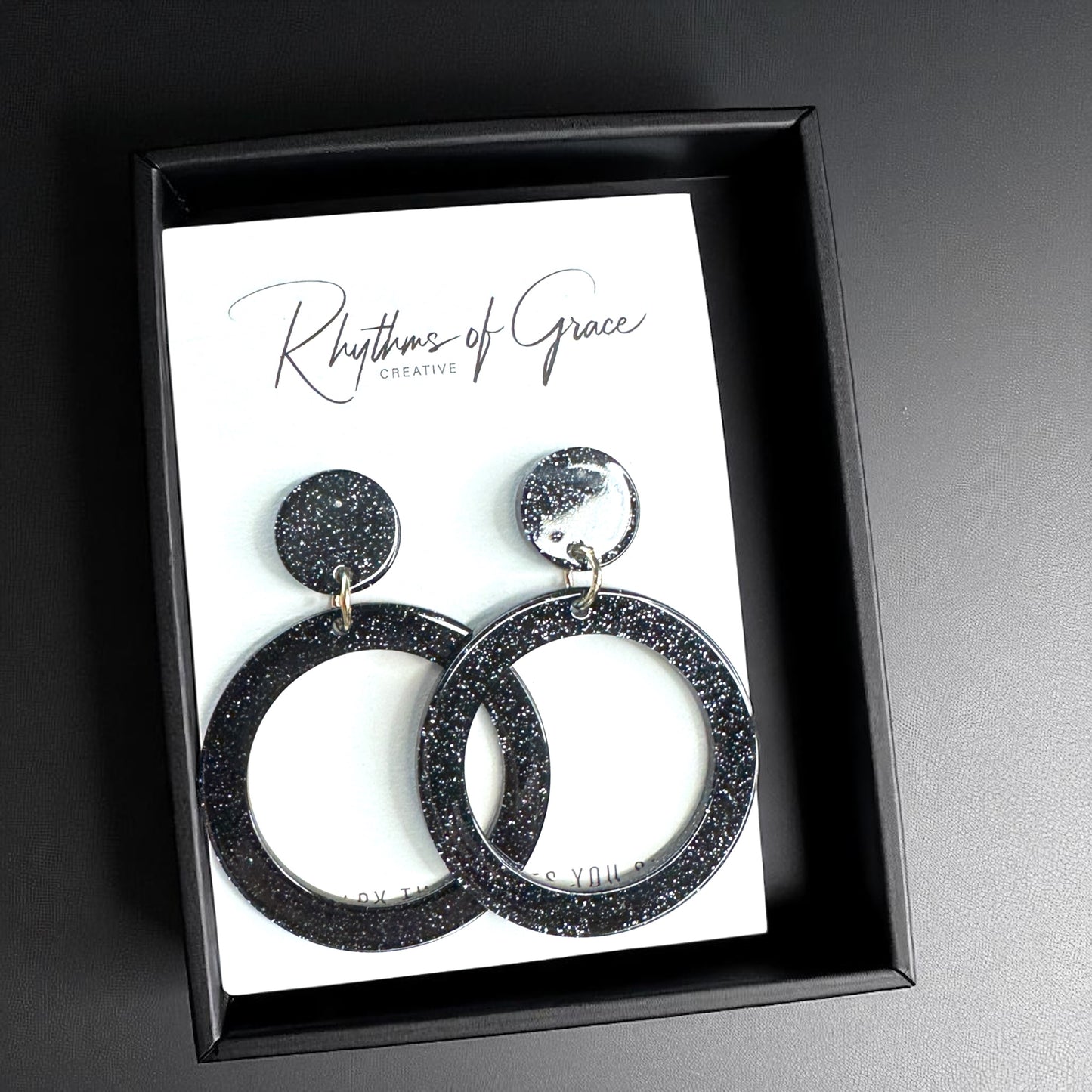 Sparkle & Shine with Handmade Black Glitter Round Dangle Earrings ✨