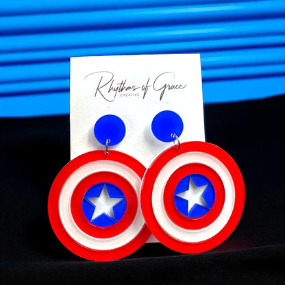 Rock Your Style with Stunning Captain America Shield Dangle Earrings! 🌟