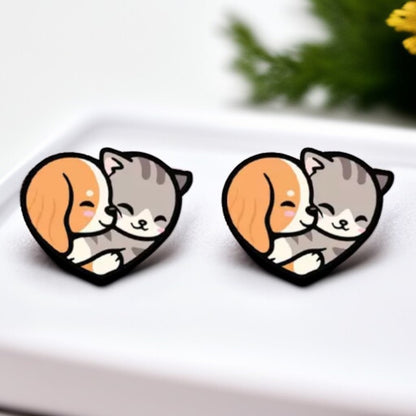 Purr-fectly Pawsome Heart-Shaped Stud Earrings!