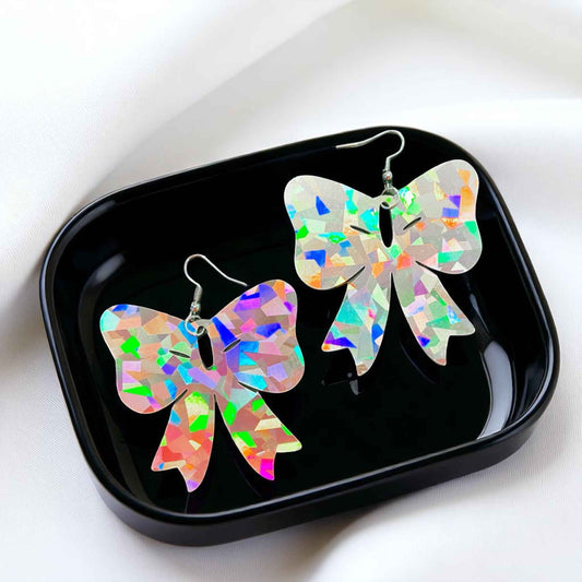 Sparkle & Spook: Holographic Bow Earrings for a Stunning Glam!