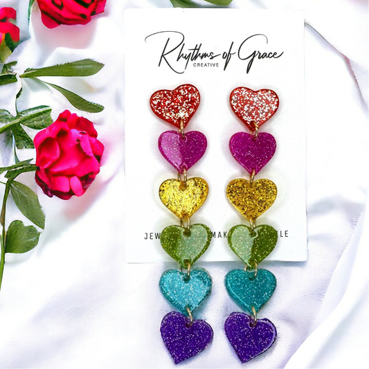Rainbow Heart Earrings - Dazzle & Delight! 🌈