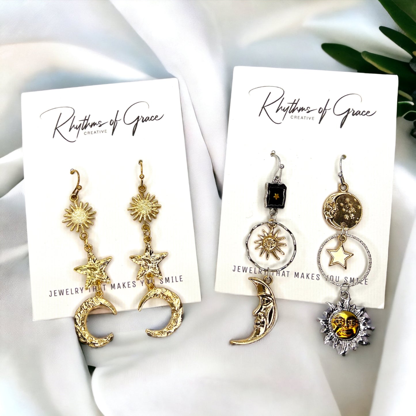 Celestial Earrings: Dance with the Sun and Moon! 🌙☀️ - Rhythms of Grace Creative