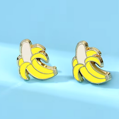 Banana Enamel Stud Earrings | Cute Baseball Fan Jewelry | Savannah Bananas Inspired | Stainless Steel Posts | Gift for Kids & Adults
