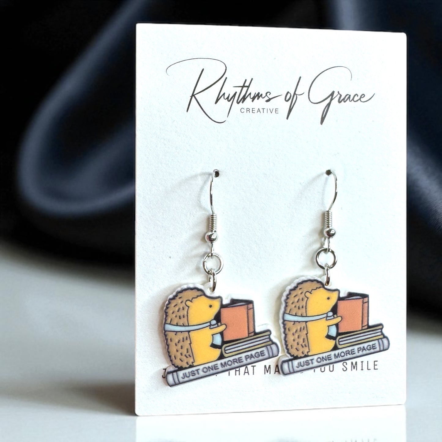 Hedgehog Reading Earrings - Adorable Librarian Jewelry for Book Lovers!