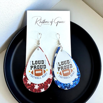 Touchdown Style Alert: "Loud Proud Football Aunt" Earrings! 🏈🇺🇸