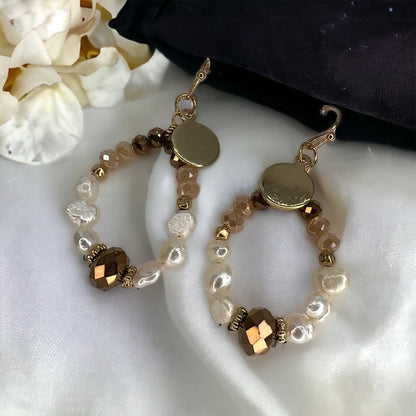 Delicate Beaded Earrings - Delicate Earrings, Gold Earrings, Bead Earrings, Blue Stones, Black Stones, Topaz Earrings - Rhythms of Grace Creative
