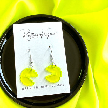 PAC-MAN Party Earrings Set - Embrace 80's Retro with Handmade Dangle Fun! - Rhythms of Grace Creative