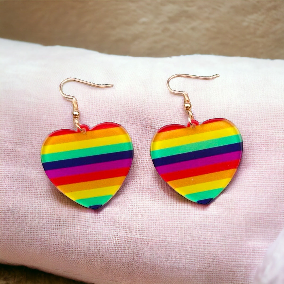 Rainbow Heart Dangle Earrings - Wear Your Pride! 🌈