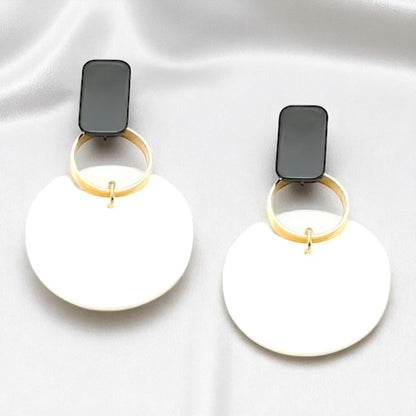 Chic & Cheerful: Black & White Dangle Earrings