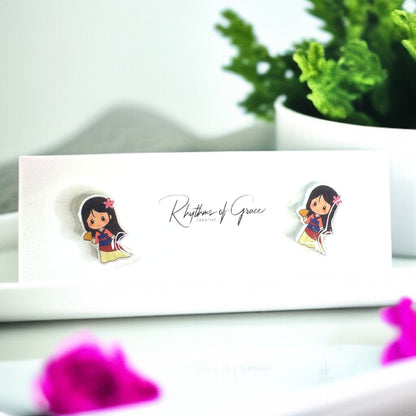 Enchanting Cartoon Princess Stud Earrings - Sparkle Like Royalty! 👑