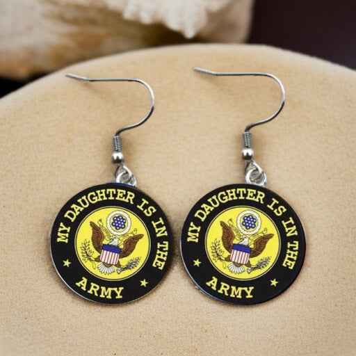 Military Mom Marvels: Army Cabochon Dangle Earrings!