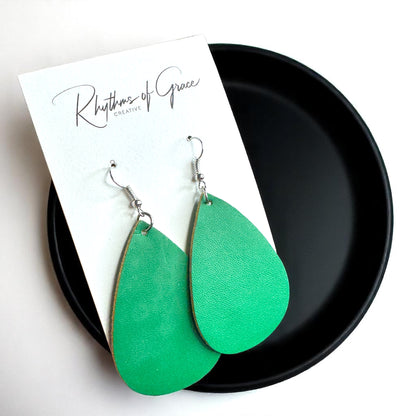 Teardrop Bliss: Colorful Faux Leather Dangle Earrings for Every Occasion