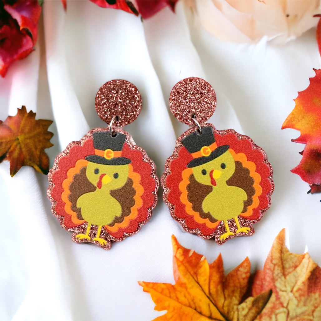 Feast Mode: ON – Glittery Turkey Earrings for Thanksgiving Fun - Rhythms of Grace Creative