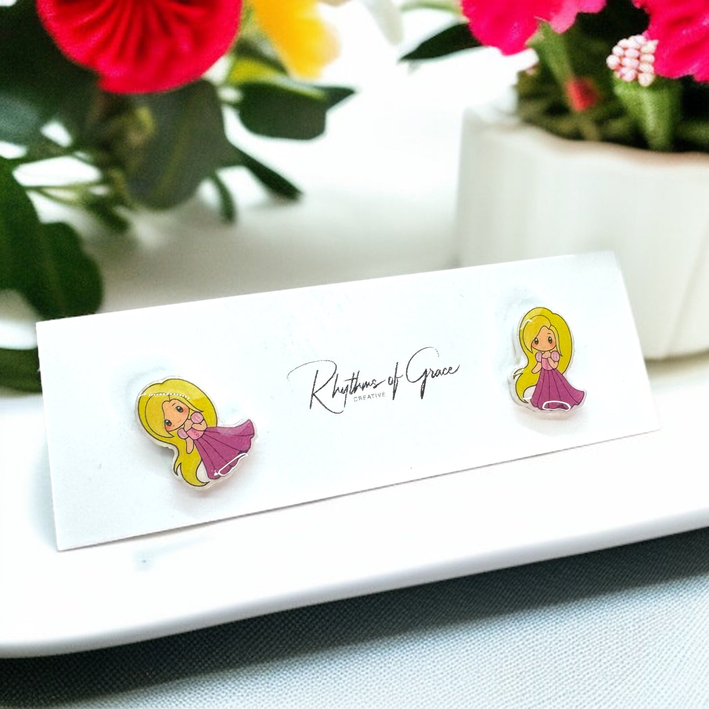 Enchanting Cartoon Princess Stud Earrings - Sparkle Like Royalty! 👑