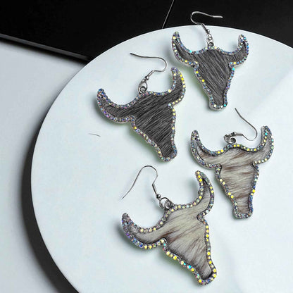 Giddy Up Glam: Rhinestone Longhorn Dangle Earrings