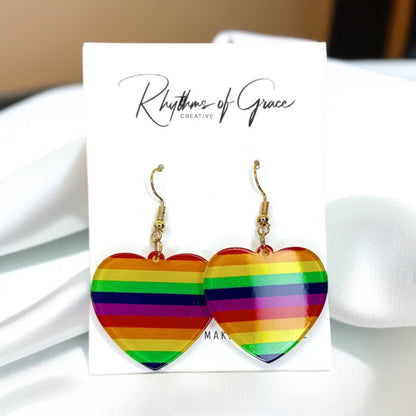 Rainbow Heart Dangle Earrings - Wear Your Pride! 🌈