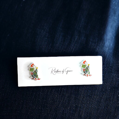 Grinchy Glam: Christmas Stud Earrings!🎄
