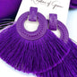 Purple Tassel Earrings - Purple Rhinestones, Rhinestone Accessories, Purple Earrings, Lavender Earrings; Purple Accessories - Rhythms of Grace Creative