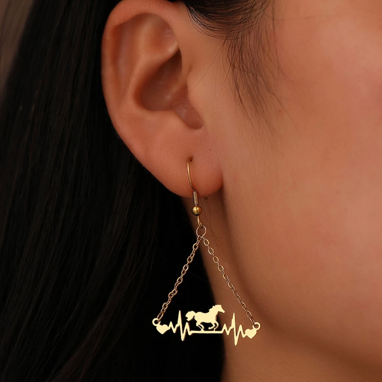 Gallop into Elegance: Stunning Horse Dangle Earrings - Rhythms of Grace Creative