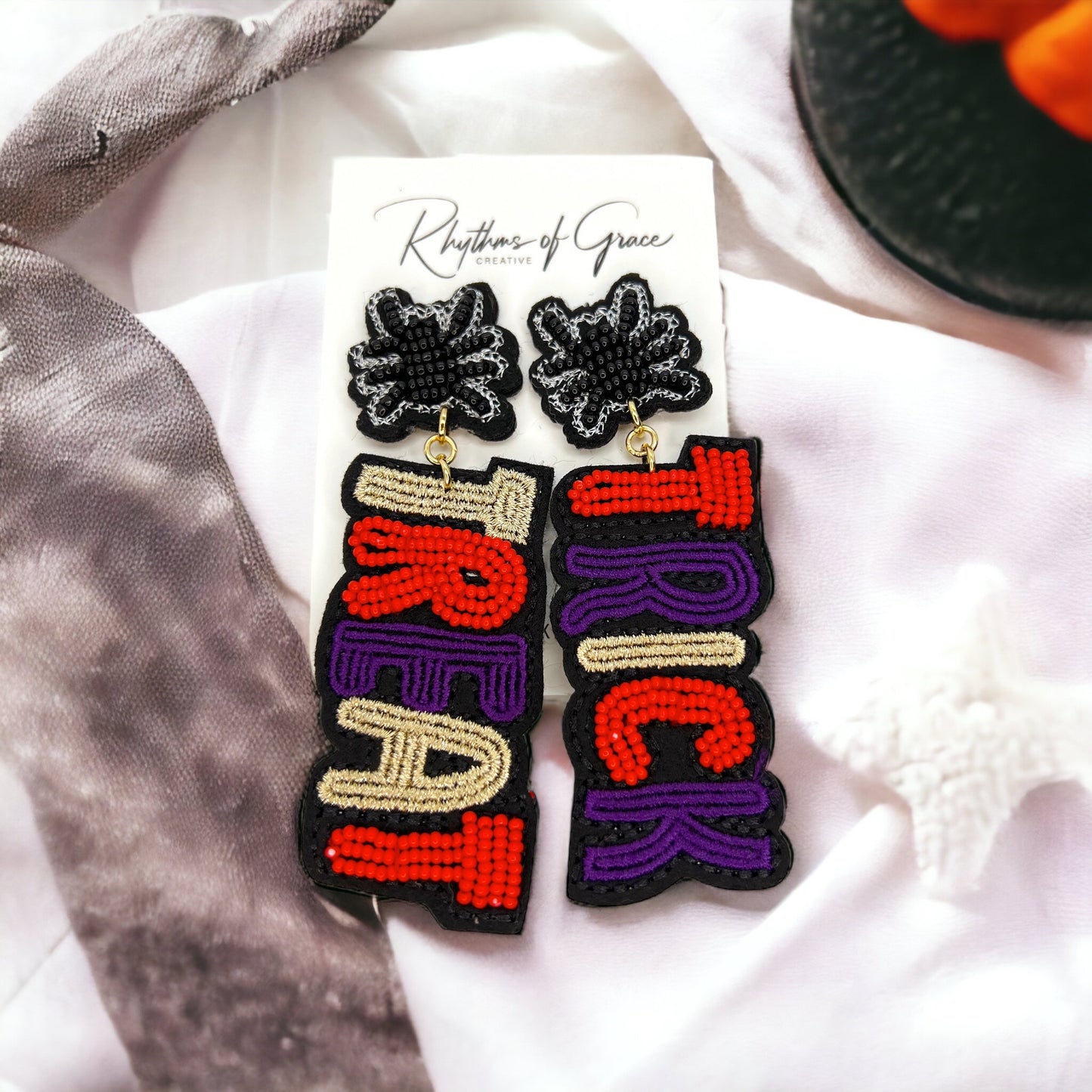 Trick or Treat Earrings - Halloween Earrings, Beaded Earrings, Spooky Vibes, Halloween Earrings, Halloween Costume, Beaded Halloween - Rhythms of Grace Creative